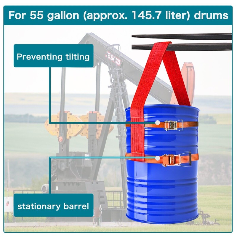 Feleolibe Drum Lifting Sling for 55 Gallon Drum, 2 Pack