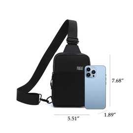 Small Crossbody Bags for Women & Men, Mini Sling Bag Fanny Packs Crossbody Purse, Chest Bag for Travelling, Hiking, Running (Black)