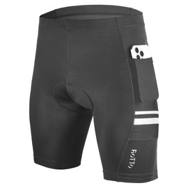 ROTTO Mens Cycling Shorts Padded Bike Shorts with Sponge & Gel Padding with Pockets for Road Biking MTB BMX