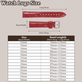 Kozelo Leather Watch Bands - [19mm] Quick Release Cowhide Watch Straps Replacement with 4pcs Spring Bar Pins for Men Women Use, Embossed Pattern, Red