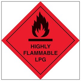 V Safety Hazard diamond – Highly flammable LPG-300x300mm-Magnetic Safety Sign