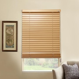 Nabytok Natural Poplar Wood Venetian Blinds, 34" W x 60" L x7 D, Custom Fit Horizontal Window Shade for Home & Office, Light Filtering & Privacy, Easy Installation