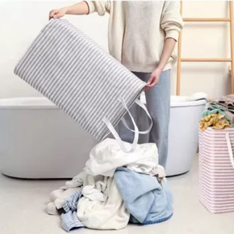 2 Pcs Laundry Basket 75 Litres Waterproof Lining Dirty Clothes