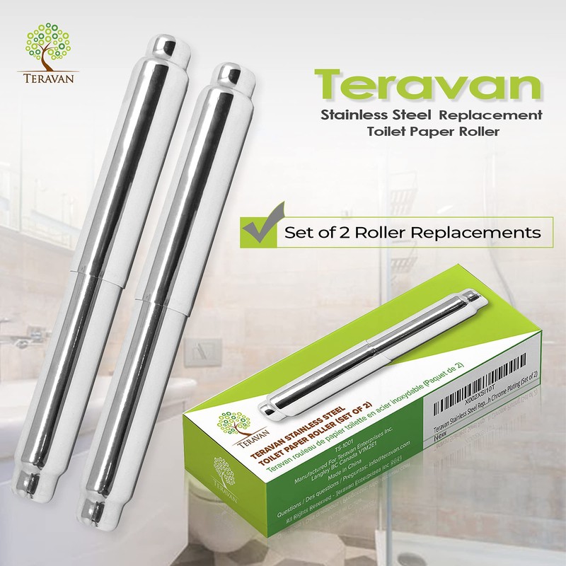 Teravan 201 Stainless Steel Spring-Loaded Replacement Toilet Paper Roller with