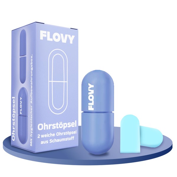 Flovy Foam Earplugs in (Blue) - 2 Soft Earplugs for