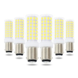 Lamsky BA15D Led Bulbs 6W Dimmable 120V,B15 Double Contact Bayonet Base,Daylight White 6000K,60W JD Type T3/T4 Halogen Equivalent Replaces for Pendants Ceiling Fans Sewing Machine Light(6-Pack)