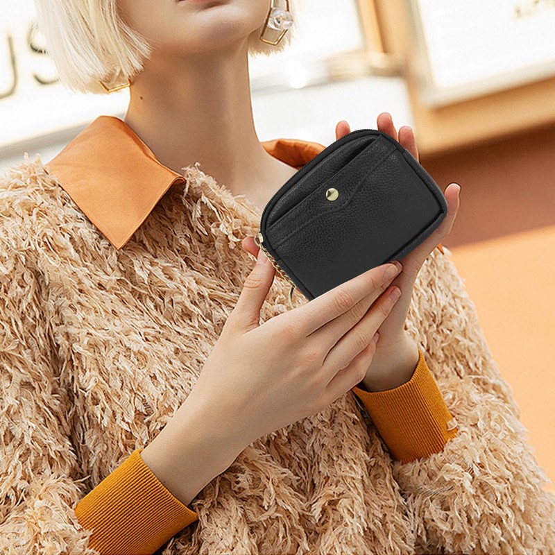 AdiStylinno Women Coin Purse, PU Leather Change Purse Mini Keychain