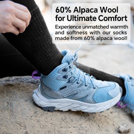 Toughland Alpaca Wool Socks for Men and Women - Non-Itchy, Full Cushion Warm Crew Socks - for Cold Weather, Hiking