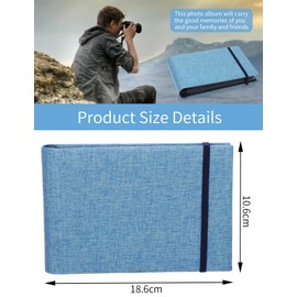 Mini Photo Album, 4x6Inch 100 Photos Pockets Linen Cover Scrapbook for Artwork Postcards Pictures Storage, Baby Tethered Picture Album Binder for Gifts, Small DIY Photos Books to Record Memories (YE)