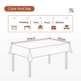 MORAINJAY 4Pcs PEVA Black Tablecloths,137x274cm Large Rectangular Table Cover for Birthday Party, Solid Color TableCloth for Outdoor Picnic,Waterproof,Wipe Clean Oil-proof Table Cloth for Home Dinner