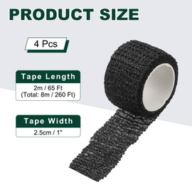 PATIKIL Chair Leg Floor Protectors, 4 Roll Wrapping Tape Self Adhesive Anti-Scratch Bed Frame Leg Covers Strip Furniture Pads for Hardwood Floors, 260 Ft, Black