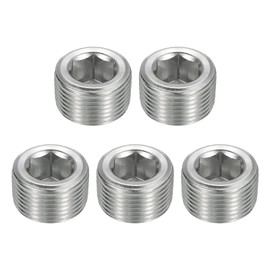 sourcing map 5Pcs Male Thread Socket Pipe Plugs, NPT 3/4" Stainless Steel Internal Hex Thread Pipe Caps for Pipe Fitting and Sealing, Silver