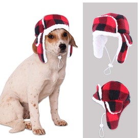Stock Show Pet Trapper Hat, Christmas Holiday Festival Costume Cat Dog Old-Fashion Classic Plaid Hat