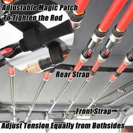 AKOSU Vehicle Fishing 7 Rod Holder Heavy Duty Car Fishing Rod and Reel Saver Metal Clamp Fishing Pole Rack Belt Strap Carrier for Trucks SUVs Wagons Vans