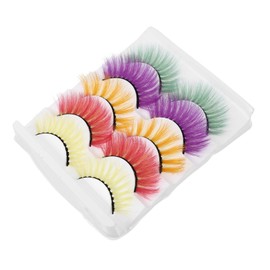 FOMIYES 5pairs Fake Eyelashes Clear Band Eyelashes False Lashes Tubing Mascara False Colored Eyelashes Strips 3d Colorful Eyelashes Dramatic Dense Fake Imitation