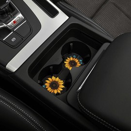 Sunflower Steering Wheel Cover with 2 Car Coasters Non Slip Neoprene for Women Men Universal 15 Inch Stylish and Practical Set