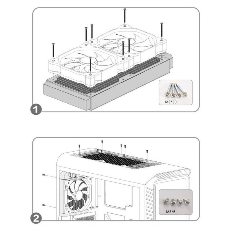 Cooling Radiator Double Layers 8 Pipes G1/4 Thread Double Fans