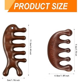 Wooden Wide Tooth Hair Massage Scraping Scalp Combs, 2Pcs Wood Massage Sandalwood Comb, Wide Tooth Sandalwood Massager, Anti-Static Natural Wooden Wide Tooth Massage Comb