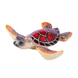 Brizoria Sea Turtle Decor Mini Turtles Hand Painted Resin Collectible Figurine Coastal Ocean Decor Glossy Multicolor Turtle Figurines for Tabletop Shelf Desk Bathroom Office, Red