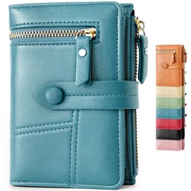 Lakpopya Women's Purse, 14 x 10 cm, Purse with Multiple Compartments, PU Leather with Coin Compartment, blue, Casual