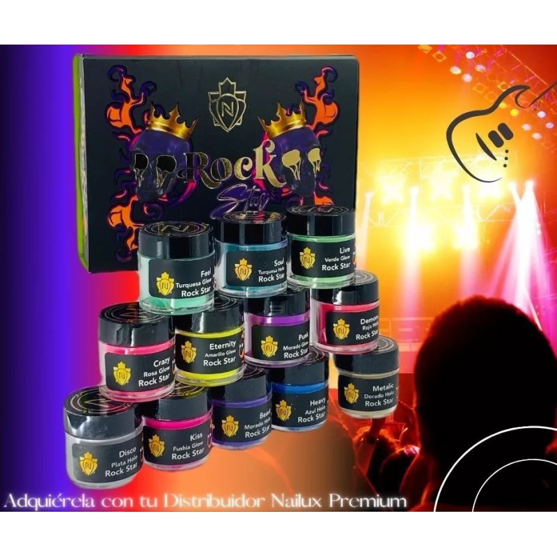 Nailux Coleccion De Acrilicos Colores Rockstar