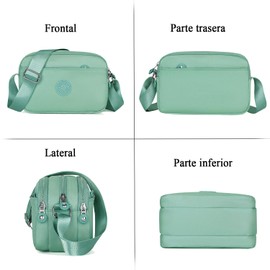 Bolsa Crossbody Mujer, Bolsos Bandolera con Múltiples Bolsillo de Cierre - Bolsa de Hombro Gran Capacidad Viaje Bolsa Cruzado Impermeable Mensajero Bolsas Cruzadas Nailon Ligero Correa Ajustable