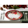 Grace Teaware Poinsettia Pine Cone Plaid Fine Porcelain 10.5-inch Dinner