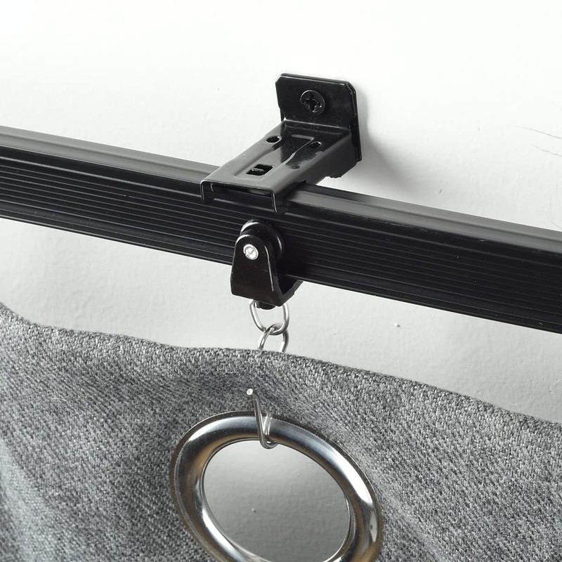 KXLIFE Soportes de pared negros para riel de cortina flexible,