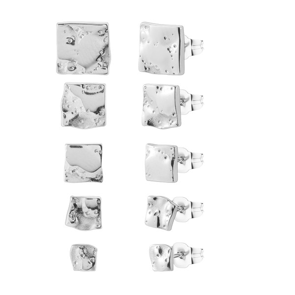 316 Stainless Steel, Silver Square Earrings, Anti-Allergy Women's Earrings, Girl's