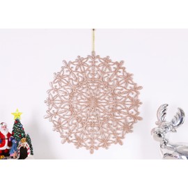 Toyland® Pack of 2-39cm Rose Gold Glitter Snowflake Pendant Christmas Decoration