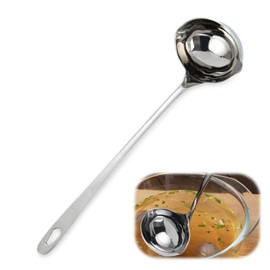 Ladle with Pouring Spout, Soup Ladle, 27 cm, Sauce Spoon for Serving and Scouring Soups and Stews, 201 Stainless Steel, Soup Ladle, Dishwasher Safe, Cooking Ladle, Sauce Spoon with Practical Eyelet