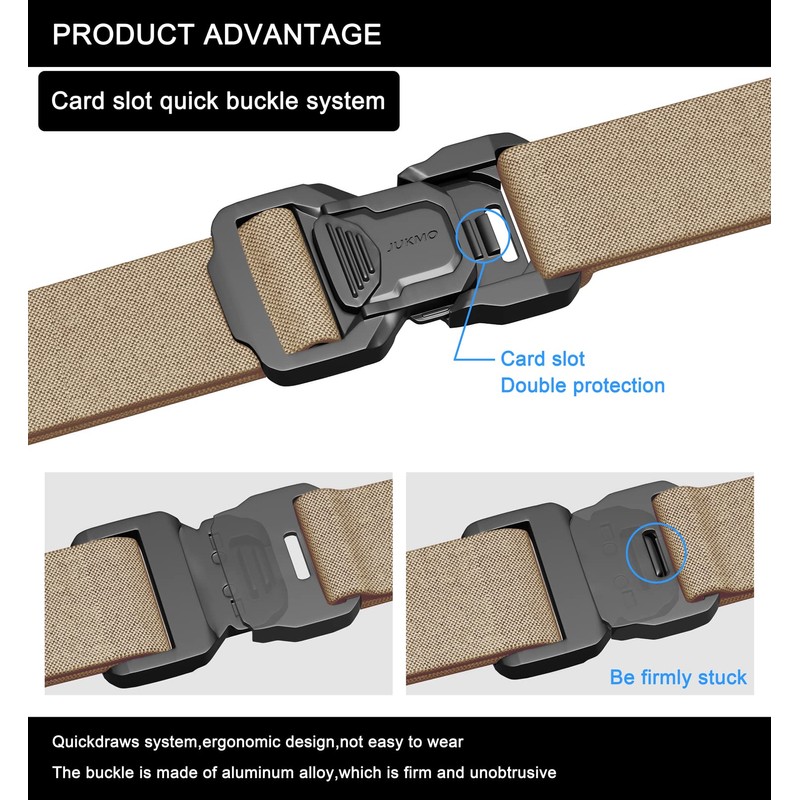 JUKMO Tactical Belt, Military Hiking 3.8 cm Work Belt with