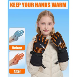 CYCYHEAT Kids Heated Gloves - Boys and Girls Waterproof Ski Heating Gloves Upgraded 5000mAh Battery Pack