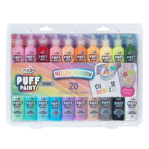 TULIP Puff Paint 20 Pack, Mellow Rainbow, Dimesnional Fabric Paint