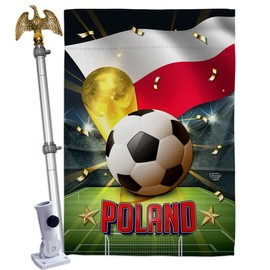 Ornament Collection World Cup Poland Home Decor Banner Room Wall Art Patio Porch Lawn Garden Flag Stand Pole Outdoor Tapestry Yard Signs FIFA Team Qatar Trophy Soccer Game Football Gifts, Made in USA