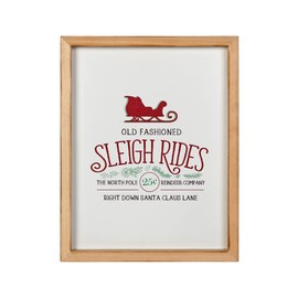 Stratton Home Decor Christmas Sleigh Rides Metal and Wood Wall Art Framed Christmas Wall Decor for Seasonal Flair Cheerful Large Christmas Wall Art Piece with a White Background 14”x 1”x 11”