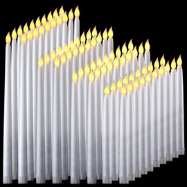 Tuanse 80 Pcs Flameless LED Taper Candles Battery Operated Candles Bulk 12.8/10.8/9.7/8.5'' Flameless Candlestick Flickering Fake for Christmas Church Wedding Party Battery Not Include(White)