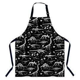 Xuwenz Black and White Dinosaur Apron Adjustable Neck Bib Apron for Men Women,Suitable for Kitchen Cooking Waitress Chef Apron