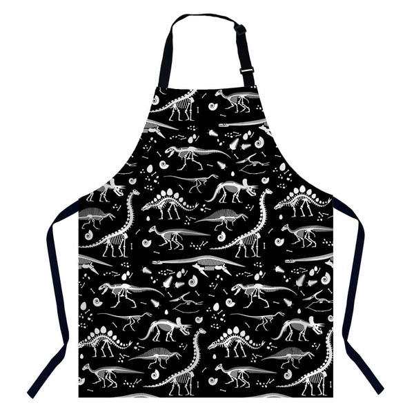 Xuwenz Black and White Dinosaur Apron Adjustable Neck Bib Apron