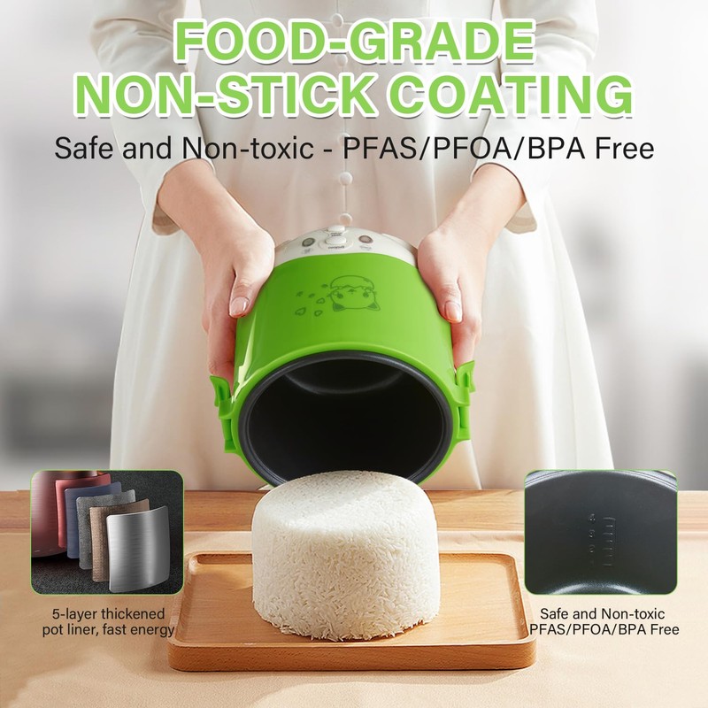 OSBA Mini Rice Cooker, 1L Travel Rice Cooker Small 12V