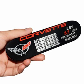 1Pc C5 Corvette Spec Data ID Metal Plate Consoler Emblem 3D Badge Nameplate LS1 350HP 2001-2004 Replacement for Corvette