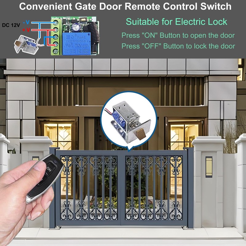 QIACHIP 433 MHz Wireless Relay 12 V with Remote Control