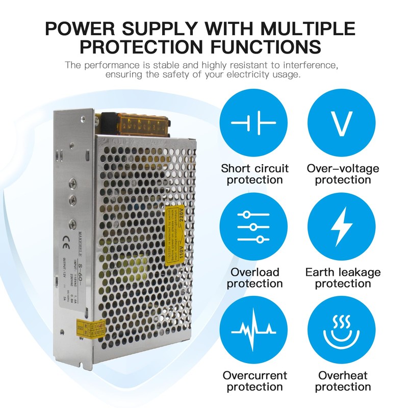 MK-SMPS-S60-12 MAKERELE DC 60W Switching Power Supply Adapter, AC 110V-220V