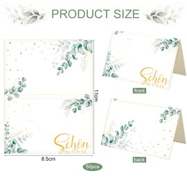 Pack of 50 Place Cards "Schön dass du da bist" Table Decoration Name Cards Wedding Place Cards Blank for Writing on Place Cards for Wedding Birthday Confirmation Communion Christening Celebration
