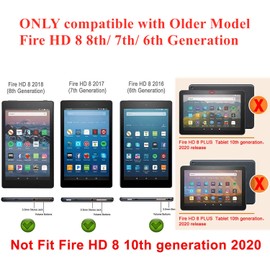 KEROM Case for Fire HD 8 Tablet (8th/7th/6th Generation, 2018/2017/2016 Release), Premium PU Leather Folio Stand Cover Case for Fire HD8 Tablet 8th/7th/6th Generation, Auto Sleep/Wake, Space Cat