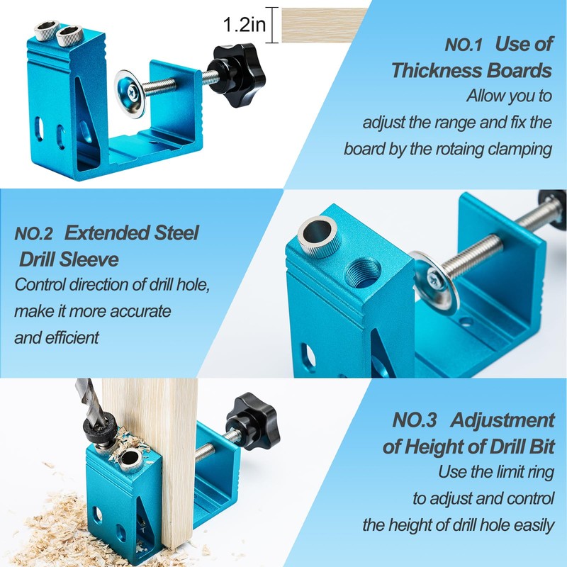 Pocket Hole Jig Kit with Drill Guide Joint Pocket Hole