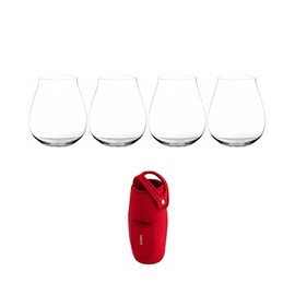 Riedel Gin Tumbler Set (4-pack) Bundle with Drink Grip Wine Bottle Holder (Red) (5 Items)