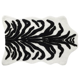 Nicole Miller - Bath Mat, Cotton Bath Rug with Non-Skid Latex Backing, Dorm Room Essentials (Sydney Black/White, 20" x 32")