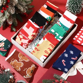 Sintege 16 Pairs Christmas Socks Santa Ladies Christmas Socks Winter Socks Novelty Design Socks for Women Men (Stylish Style)