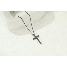 CARSINEL Collar Cruz Mujeres Hombres Acero Inoxidable Colgante Cruz Collar Joyería (Negro(50+5CM) Grande)